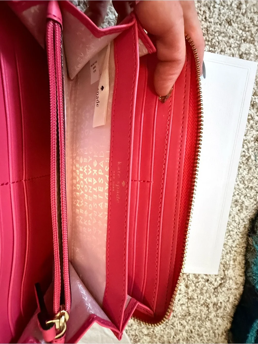 NWOT Kate Spade Pink Leather Zip Wallet